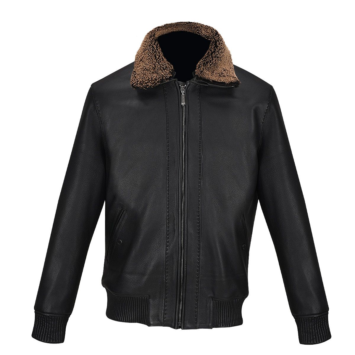 H321COB - Cuadra black casual fashion goat leather motorcycle aviator jacket for men-CUADRA-Kuet-Cuadra-Boots