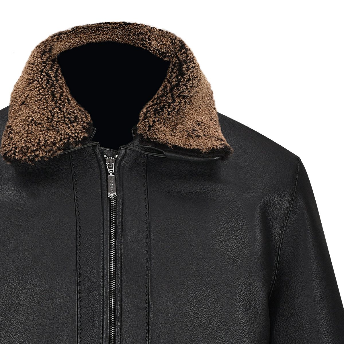 H321COB - Cuadra black casual fashion goat leather motorcycle aviator jacket for men-Kuet.us