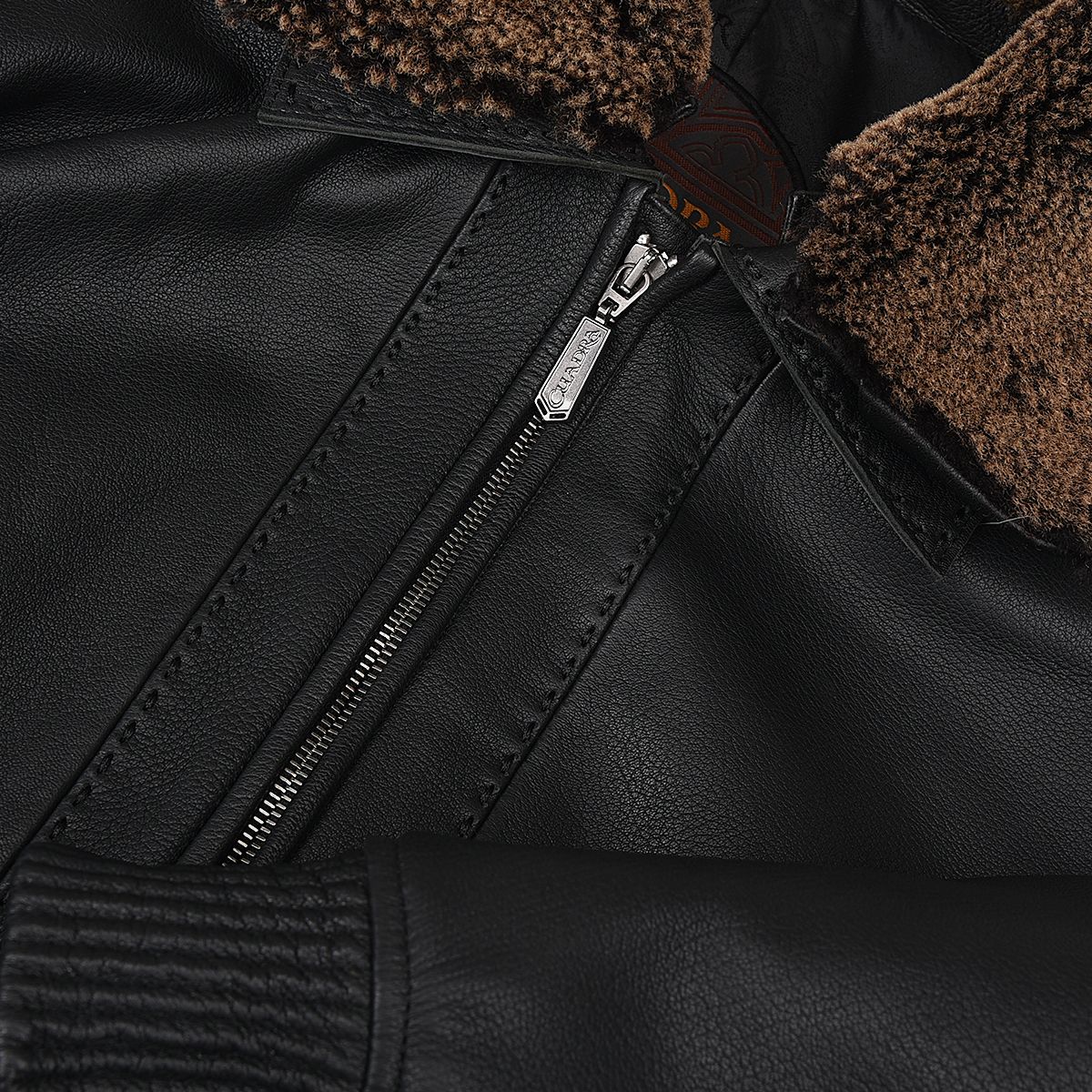 H321COB - Cuadra black casual fashion goat leather motorcycle aviator jacket for men-Kuet.us