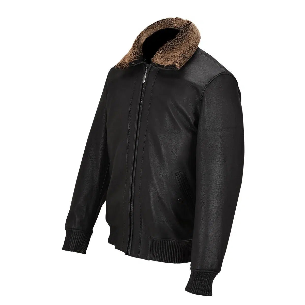 H321COB - Cuadra black casual fashion goat leather motorcycle aviator jacket for men-Kuet.us
