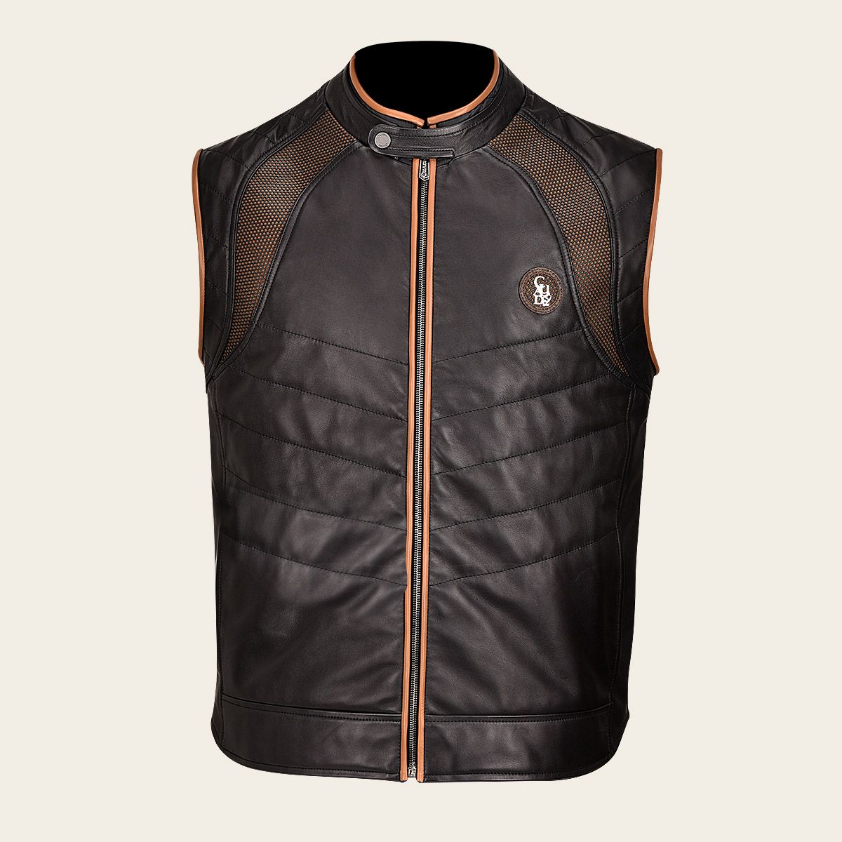 H333BOB - Cuadra Black Casual Fashion Lambskin Leather Vest for Men