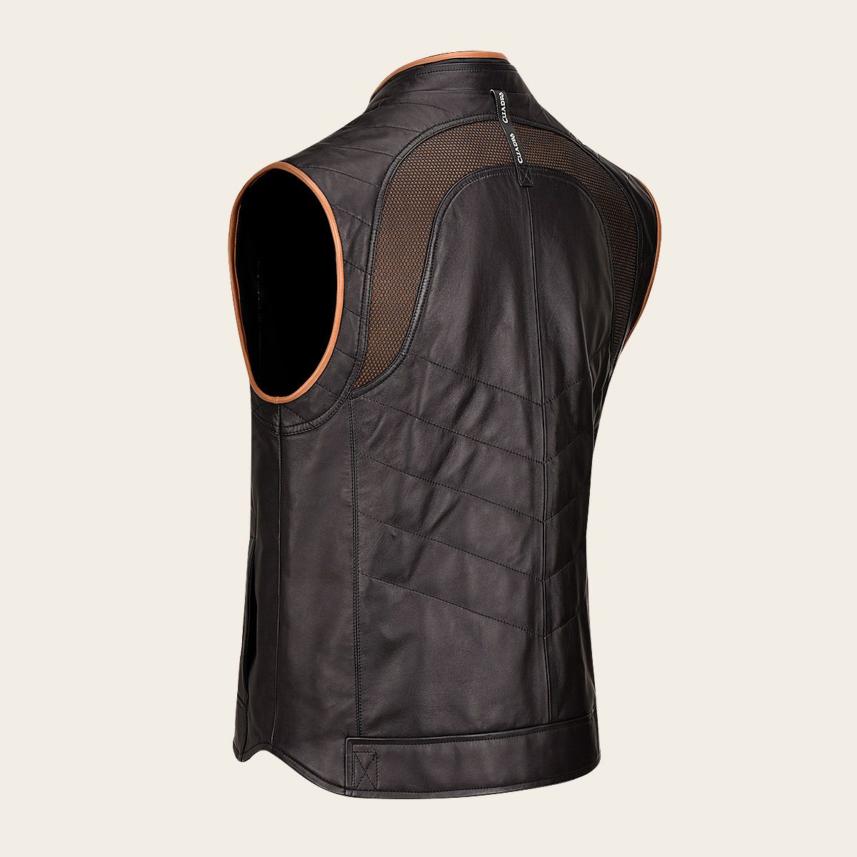 H333BOB - Cuadra Black Casual Fashion Lambskin Leather Vest for Men
