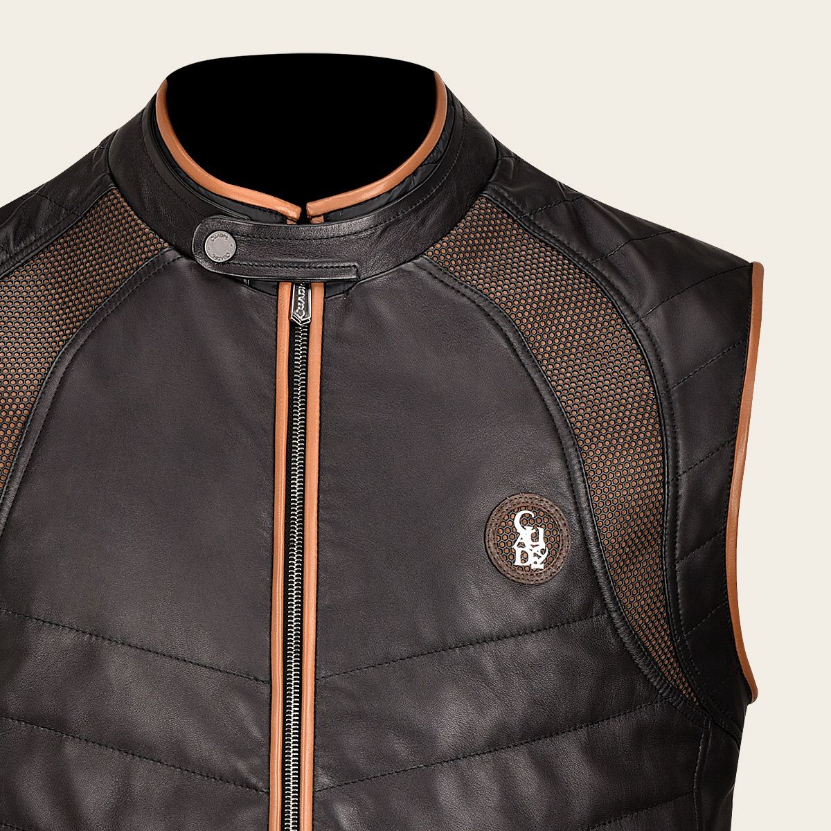 H333BOB - Cuadra Black Casual Fashion Lambskin Leather Vest for Men