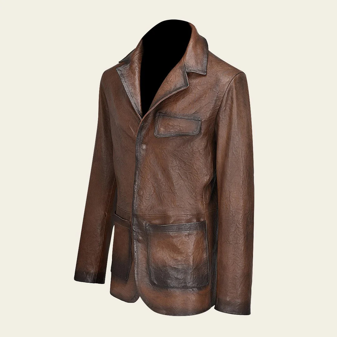 H339COC- Cuadra brown casual fashion lambskin leather jacket for men