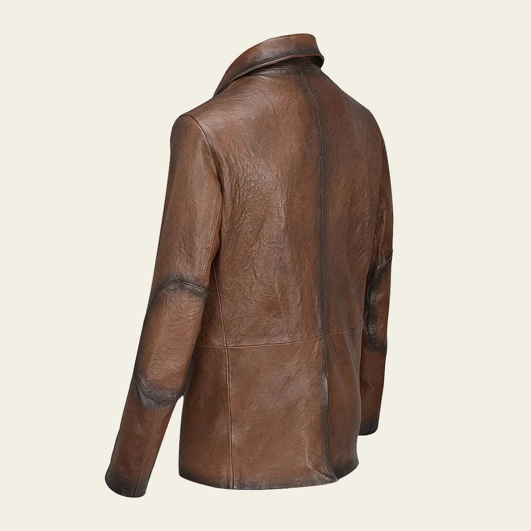 H339COC- Cuadra brown casual fashion lambskin leather jacket for men