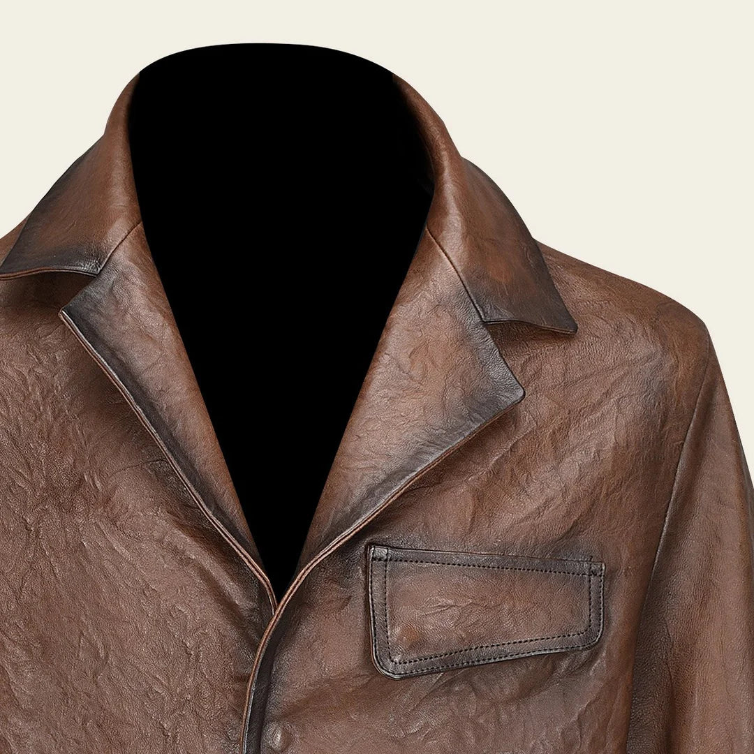 H339COC- Cuadra brown casual fashion lambskin leather jacket for men