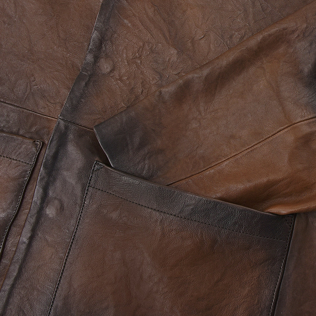 H339COC- Cuadra brown casual fashion lambskin leather jacket for men