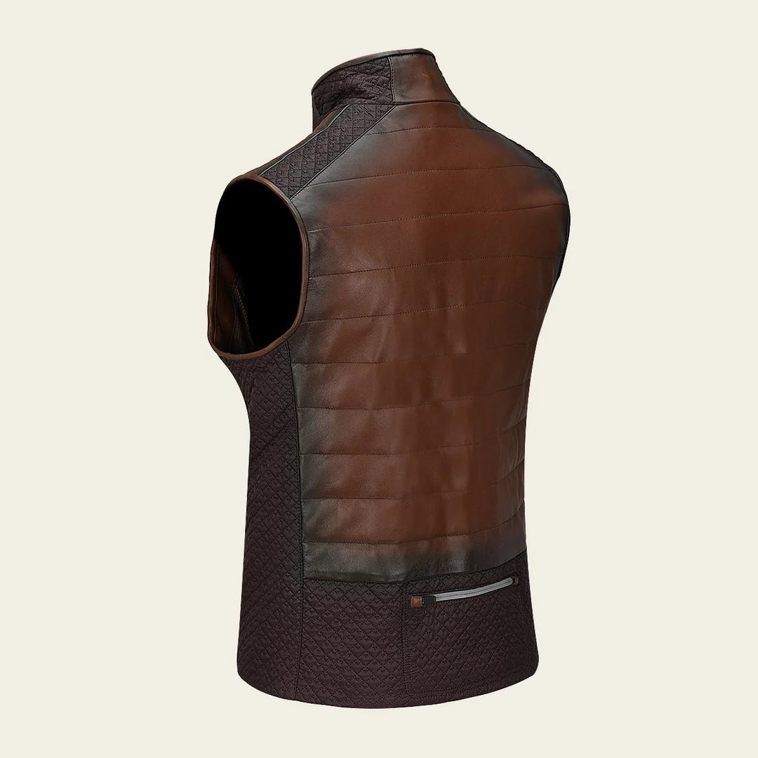 H340COC - Cuadra brown casual fashion lambskin leather vest for men