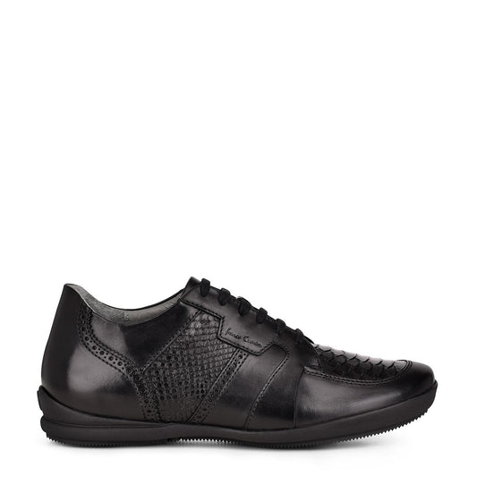 L26PBTS - Cuadra black casual fashion python sneakers for men-Kuet.us