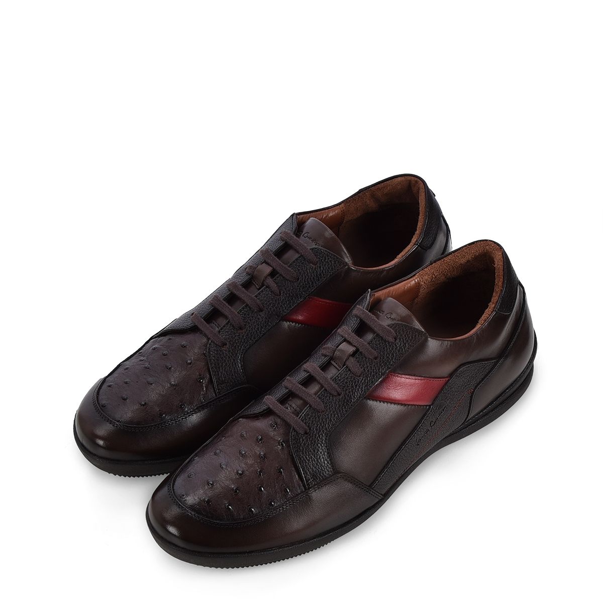 L27AVTS - Cuadra tobacco casual fashion ostrich sneakers for men-FRANCO CUADRA-Kuet-Cuadra-Boots