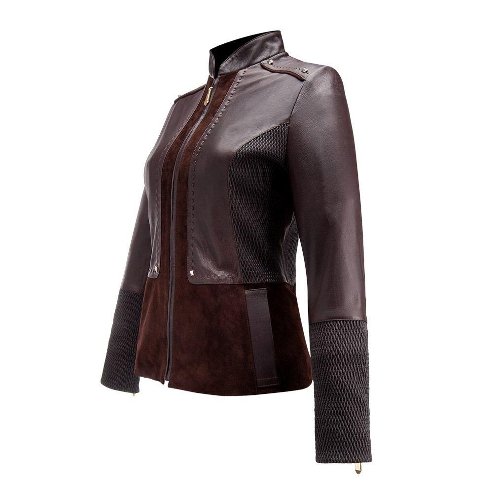 M168BOA - Cuadra brown fashion leather military blouson jacket for women-CUADRA-Kuet-Cuadra-Boots