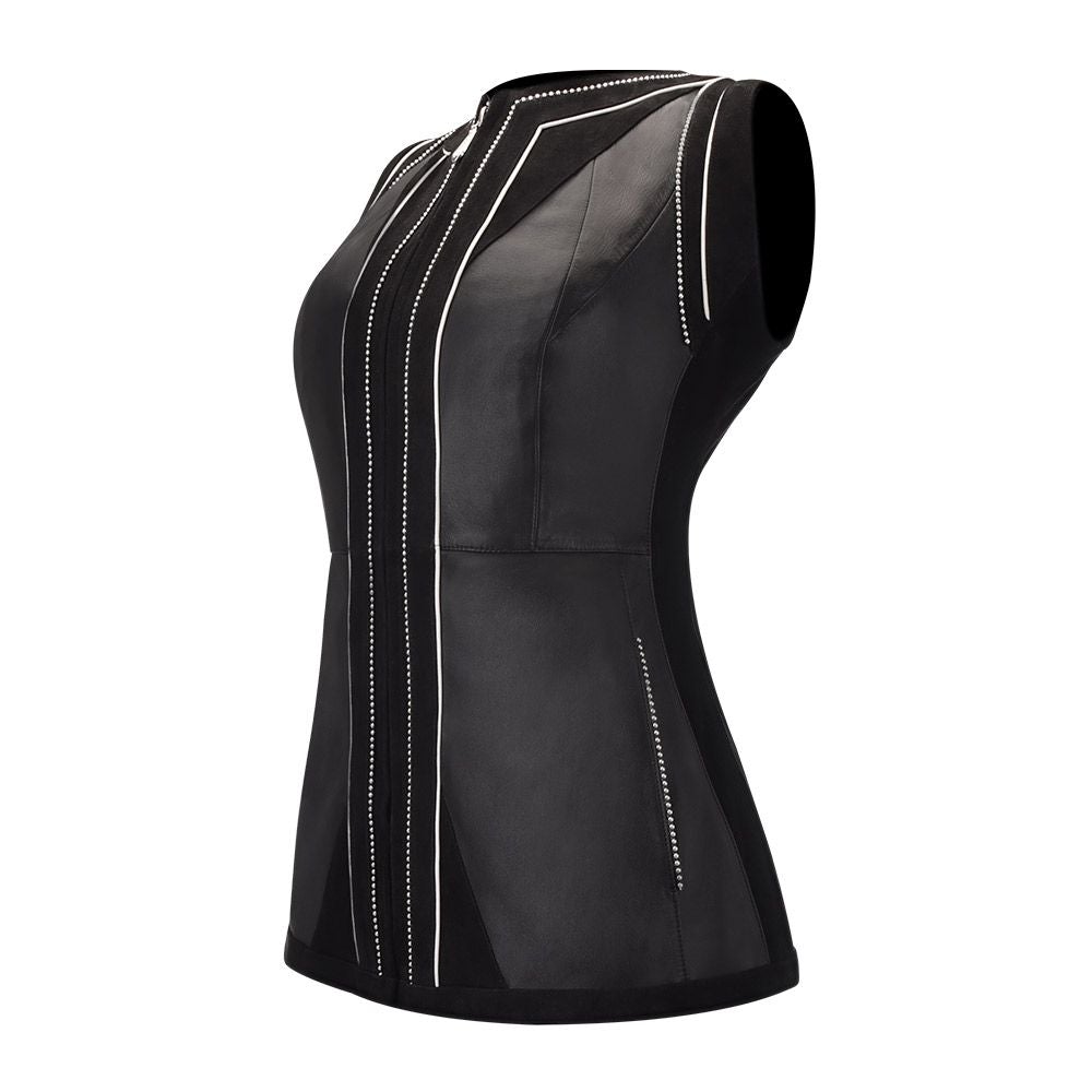 M255BOA - Cuadra black dress fashion studded leather vest for women-CUADRA-Kuet-Cuadra-Boots