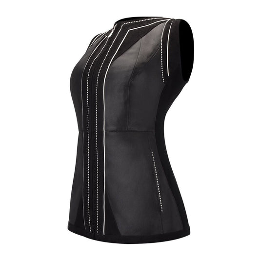 M255BOA - Cuadra black dress fashion studded leather vest for women-Kuet.us