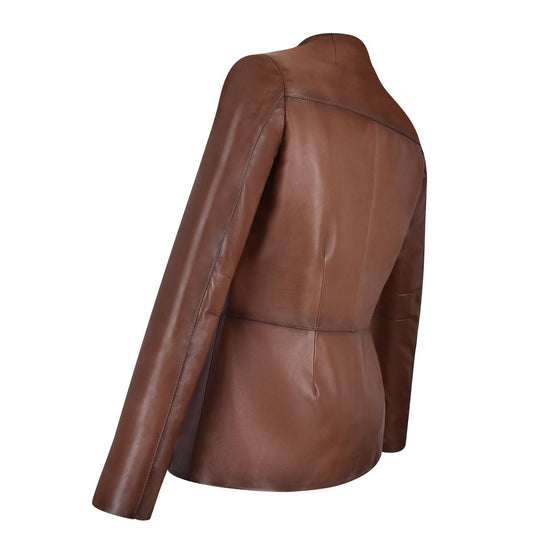 M256COC - Cuadra brown casual lambskin woven blouson jacket for women-Kuet.us