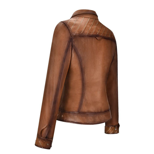 M258COC - Cuadra maple military blouson leather jacket for women-Kuet.us