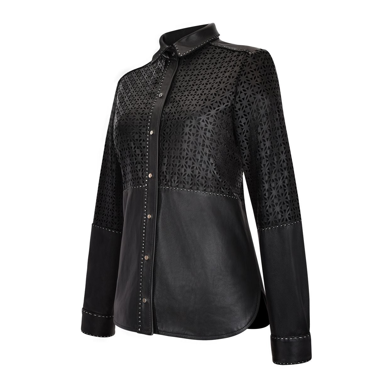 M263BOB - Cuadra black fashion blouson leather shirt jacket for women-CUADRA-Kuet-Cuadra-Boots
