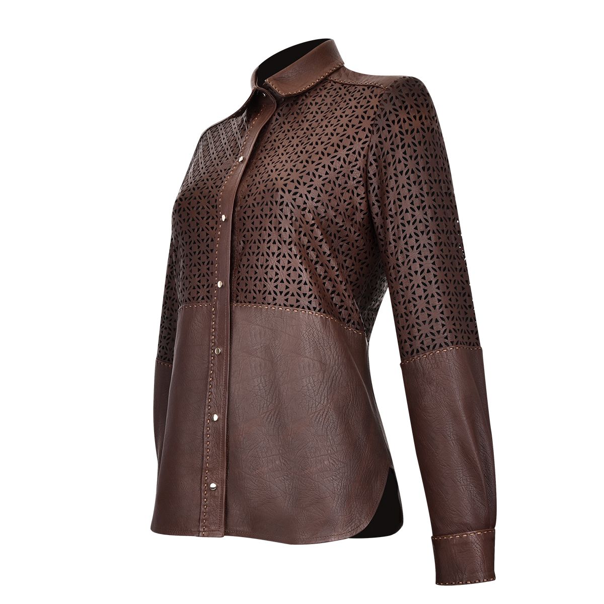 M263COC - Cuadra brown fashion blouson leather shirt jacket for women-Kuet.us