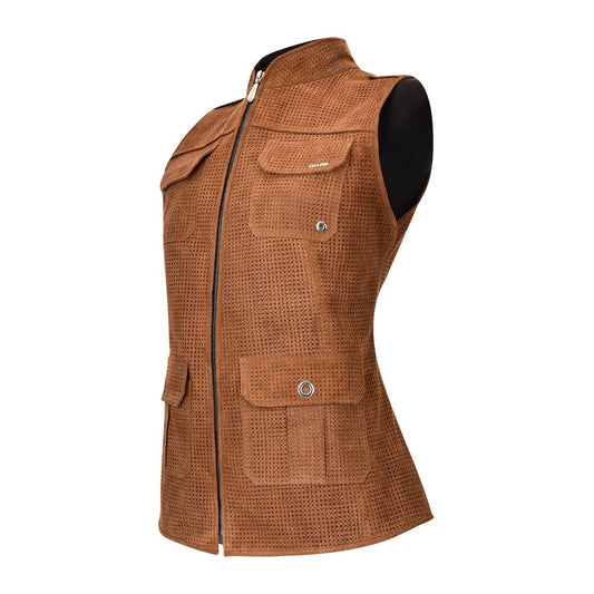 M264ATB - Cuadra cappuccino casual fashion suede leather vest for women-Kuet.us