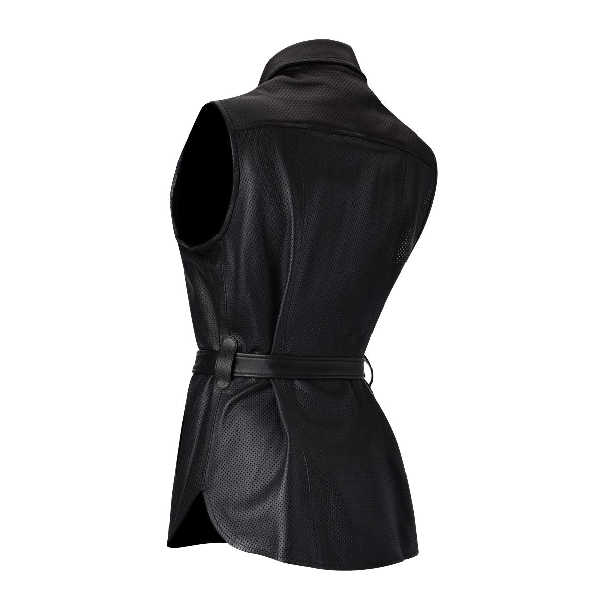 M265BOB - Cuadra black casual woven perforated leather vest for women-Kuet.us