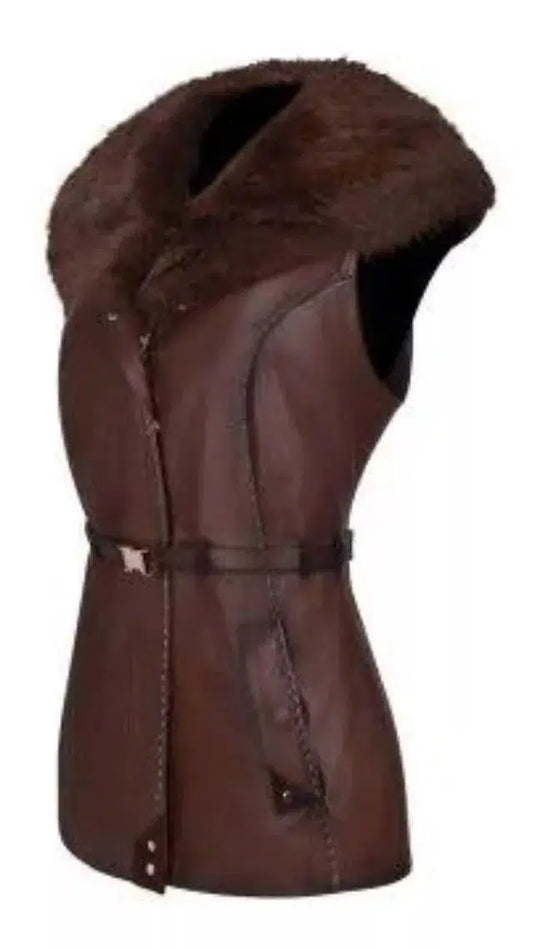 M270COC - Cuadra brown western fashion rabbit leather jacket for women-Kuet.us