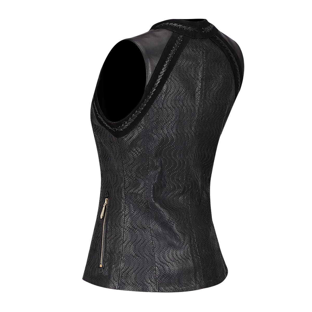 M283BOA - Cuadra black dress fashion cowhide leather vest for women-Kuet.us
