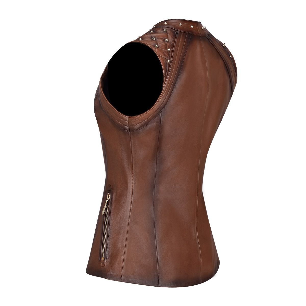 M289COC - Cuadra brown casual fashion leather vest for women-Kuet.us