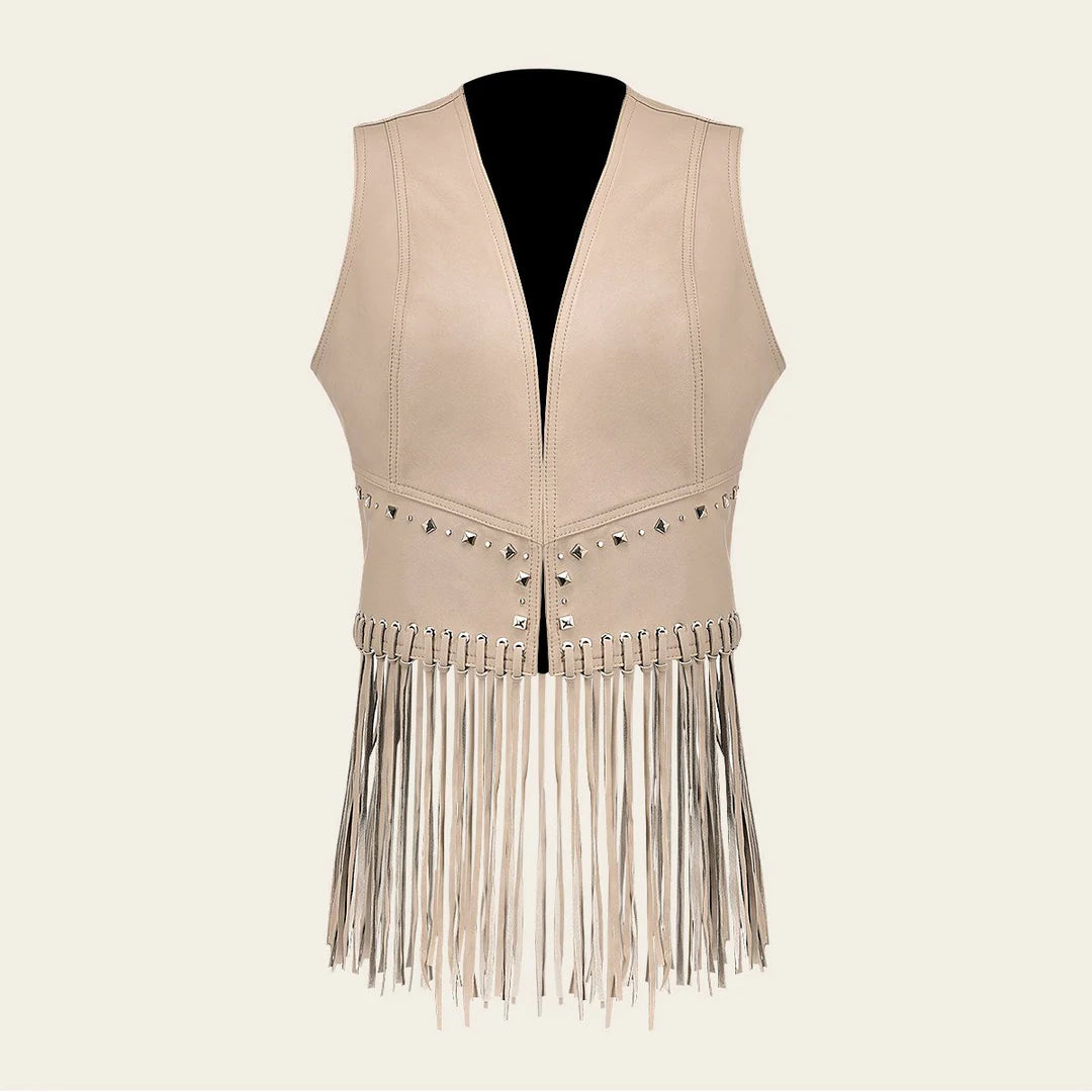 M320COC- Cuadra ivory western fashion lambskin leather vest for women