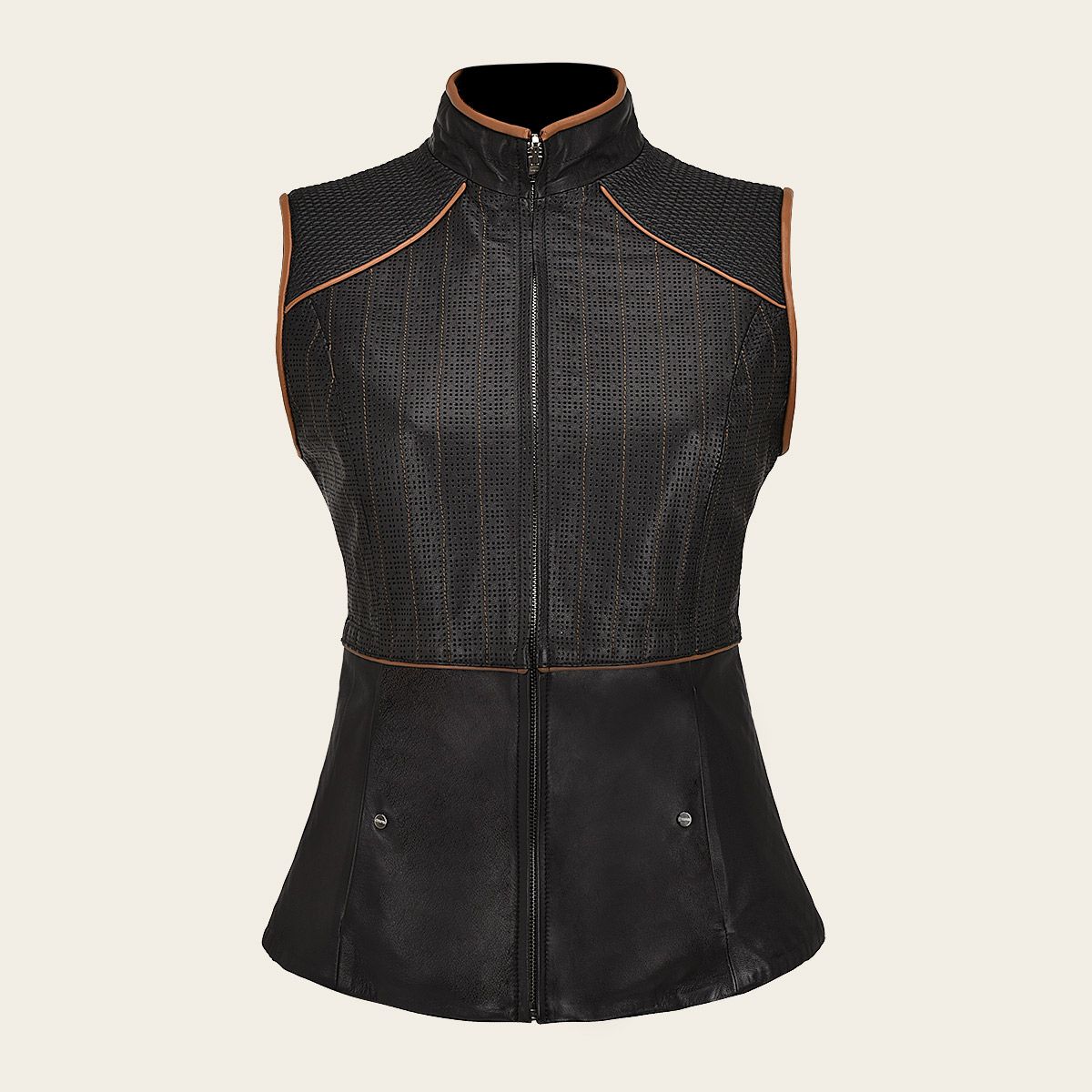 M322BOB - Cuadra Black quilted lambskin vest for women