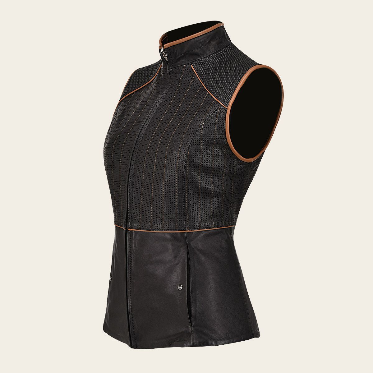 M322BOB - Cuadra Black quilted lambskin vest for women