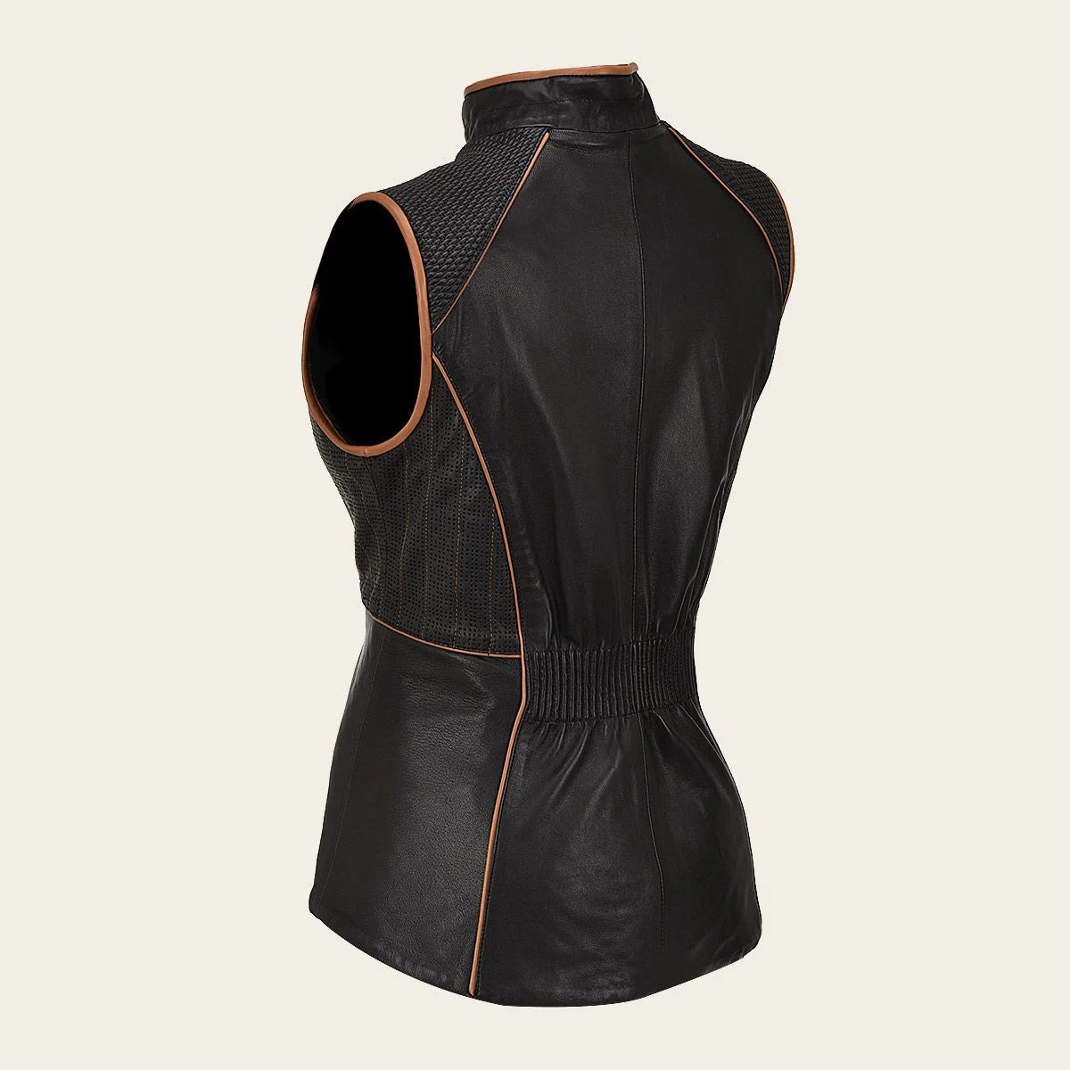 M322BOB - Cuadra Black quilted lambskin vest for women
