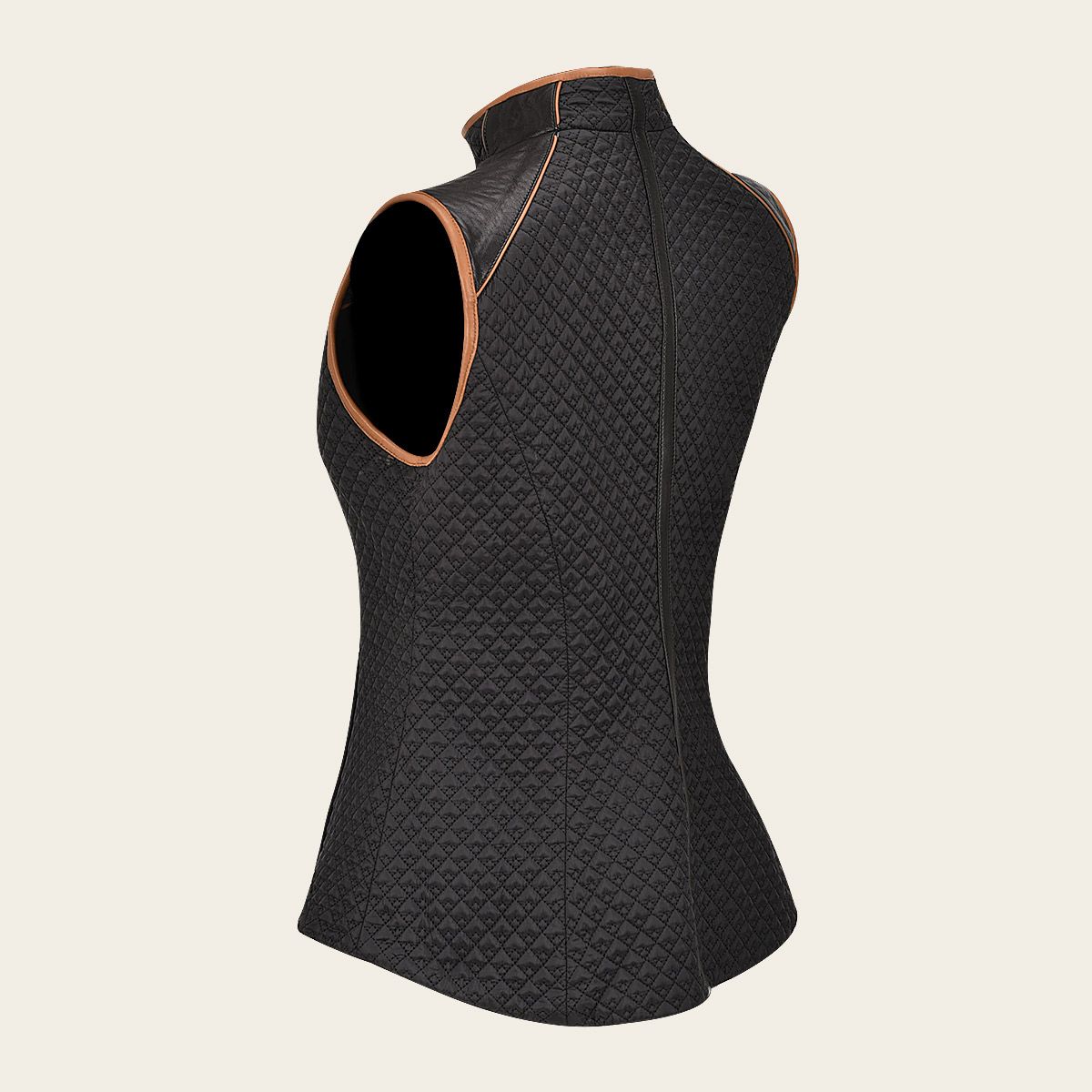 M322BOB - Cuadra Black quilted lambskin vest for women