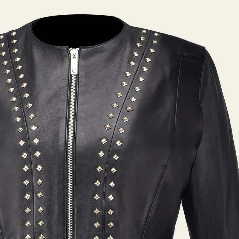 MCMI010 - Cuadra black dress casual fashion sheepskin leather jacket for women