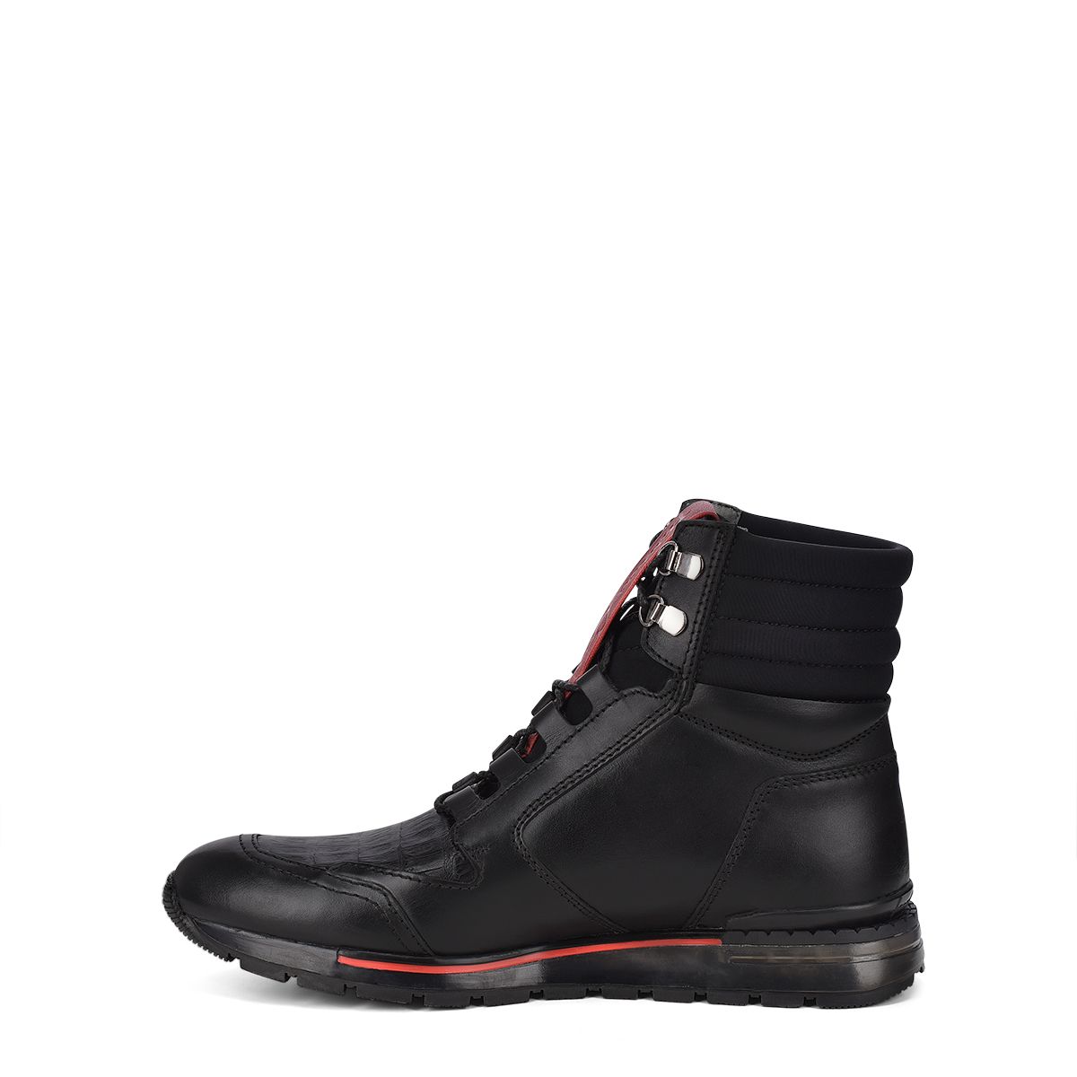 N48CWTS - Cuadra black casual fashion caiman leather sneaker boots for men-Kuet.us