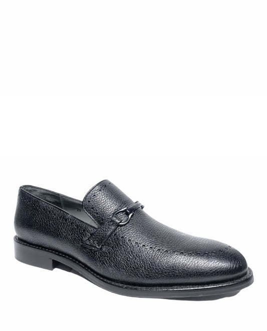 Q32VNVN - Cuadra black fashion deerskin bit loafer shoes for men-Kuet.us