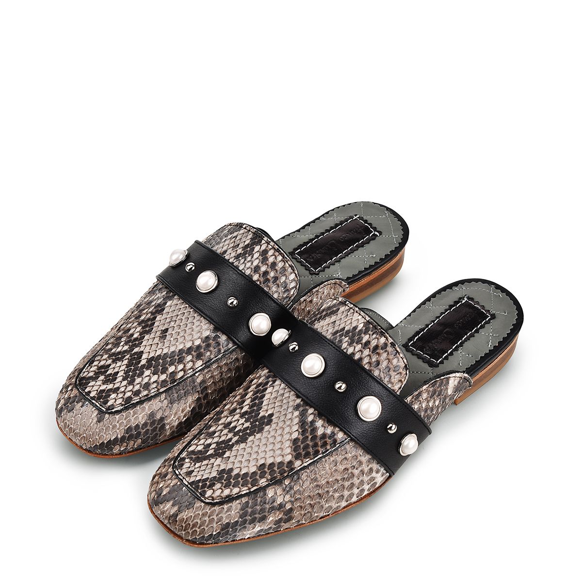 S35PBPB - Cuadra natural casual fashion python mule loafer for women-Kuet.us