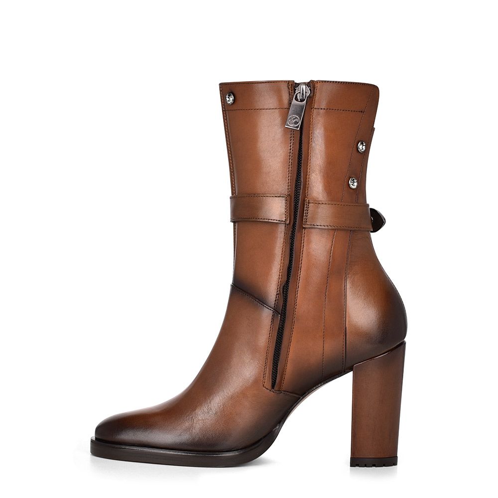 T29TSTS - Cuadra tobacco fashion cowboy leather mid-calf boots for women-Kuet.us