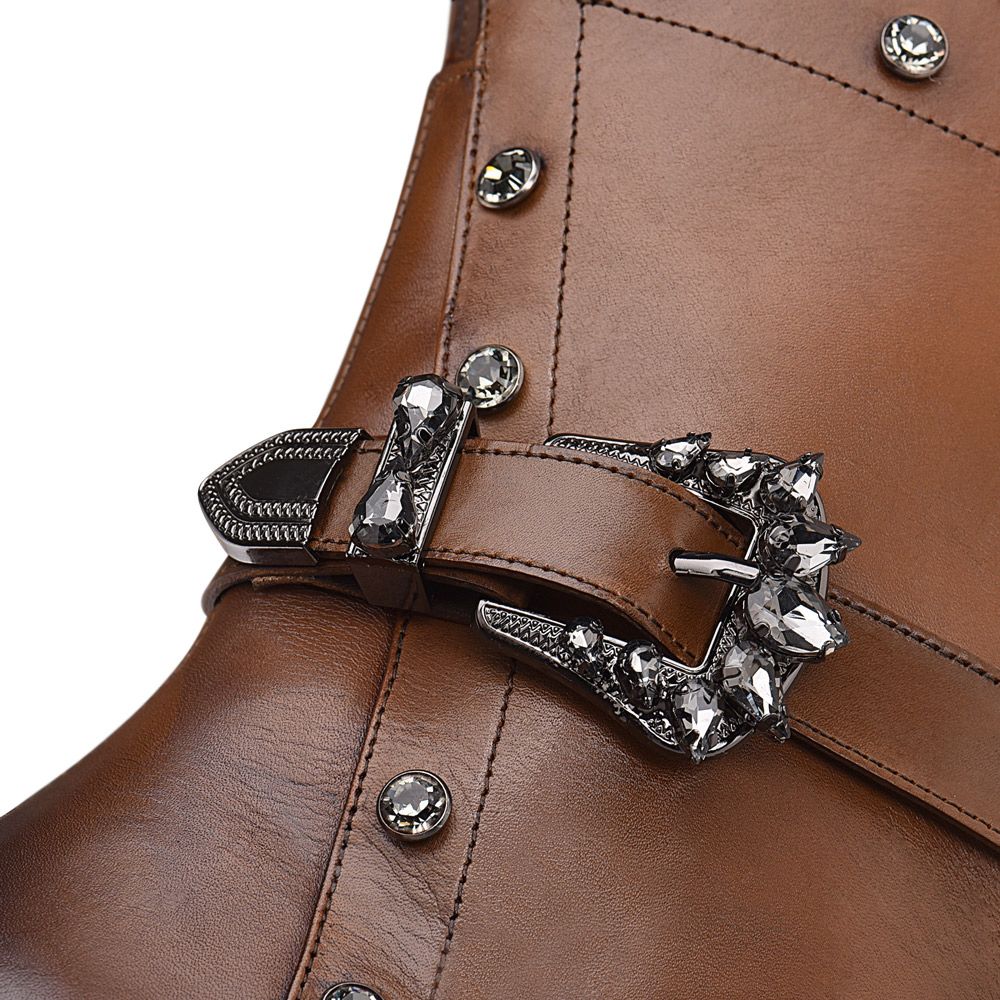 T29TSTS - Cuadra tobacco fashion cowboy leather mid-calf boots for women-Kuet.us