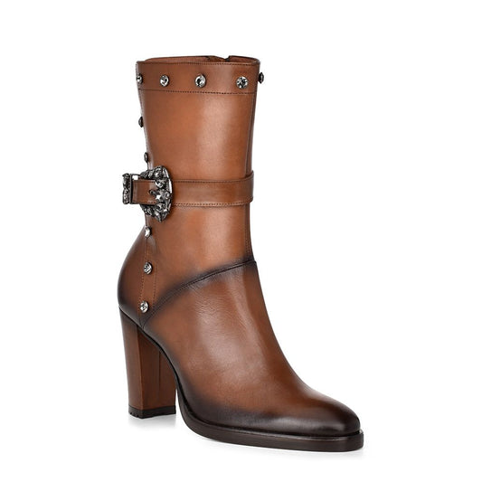 T29TSTS - Cuadra tobacco fashion cowboy leather mid-calf boots for women-Kuet.us