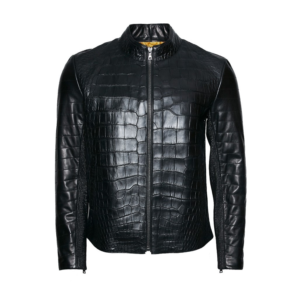 1395RG2 - Cuadra black western fashion alligator leather jacket for men