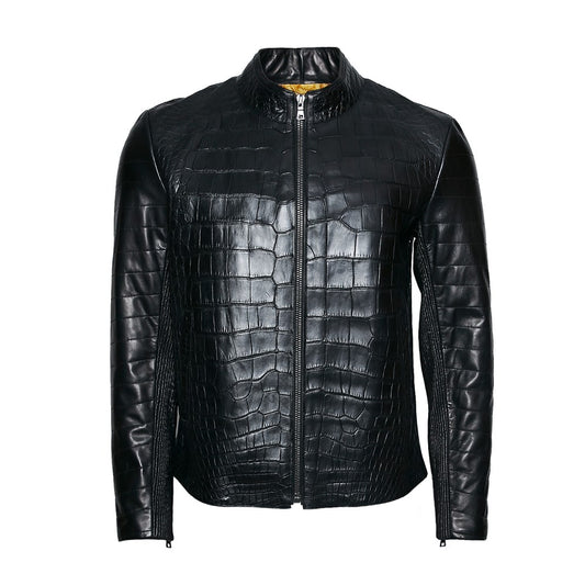 1395RG2 - Cuadra black western fashion alligator leather jacket for men