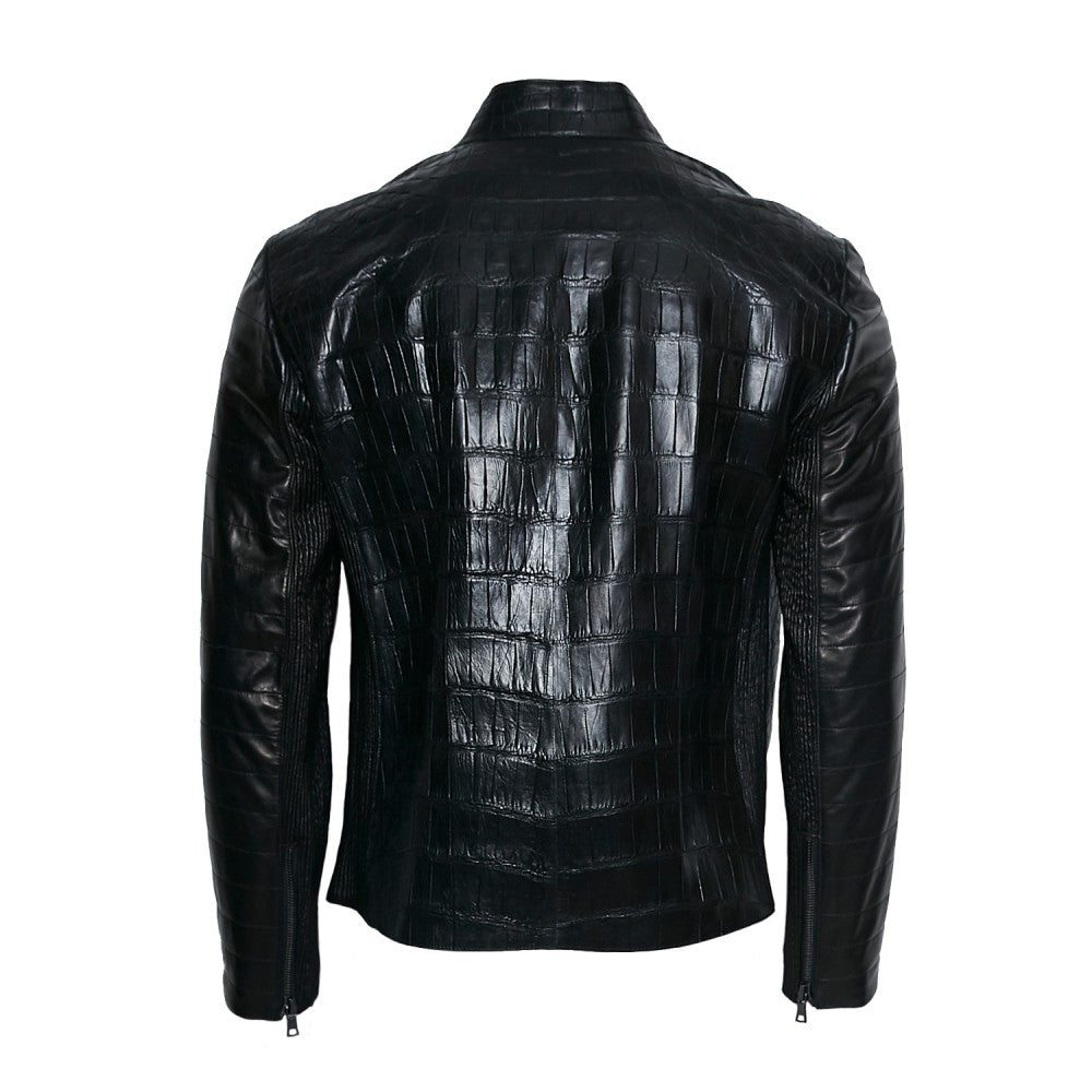 1395RG2 - Cuadra black western fashion alligator leather jacket for men