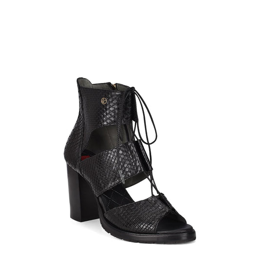 3A3PMPM - Cuadra black casual fashion phyton bondage boots for women.