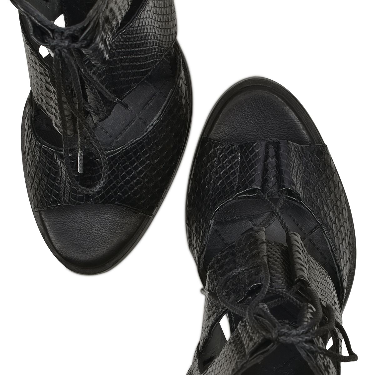 3A3PMPM - Cuadra Black Casual Fashion Phyton Bondage Boots for Women
