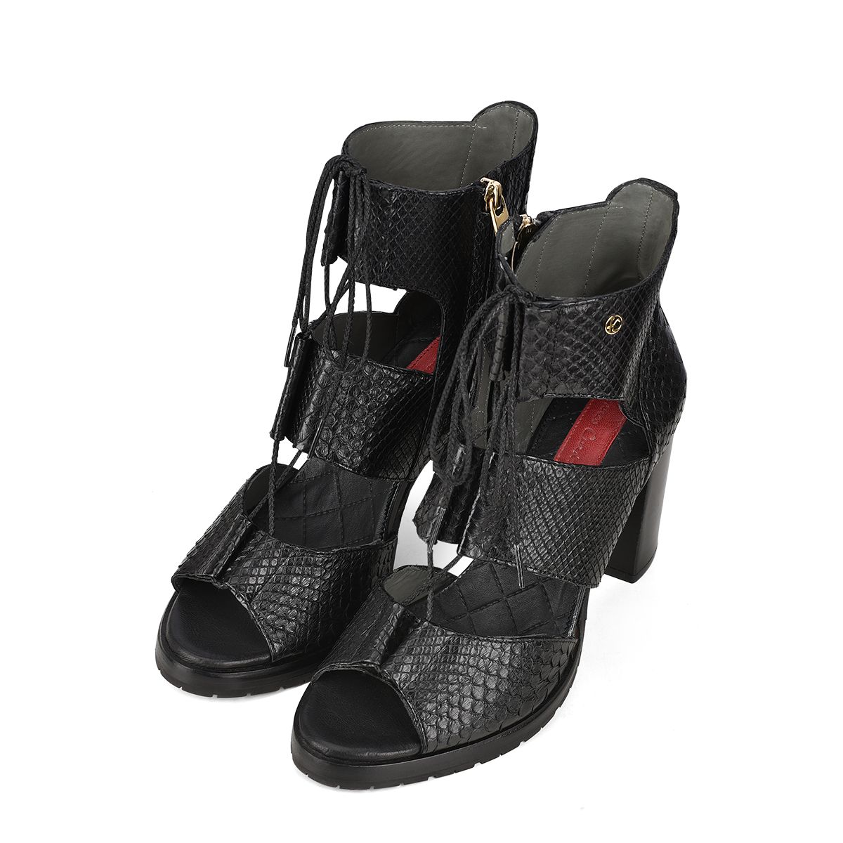 3A3PMPM - Cuadra Black Casual Fashion Phyton Bondage Boots for Women