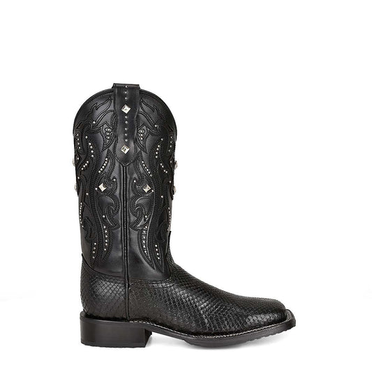 4M04PM - Cuadra black western phyton leather boot for woman
