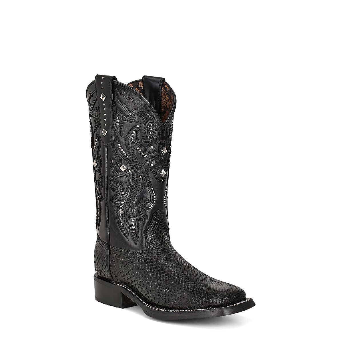 4M04PM - Cuadra black western phyton leather boot for woman