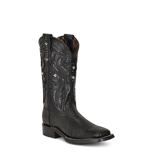 4M04PM - Cuadra black western phyton leather boot for woman
