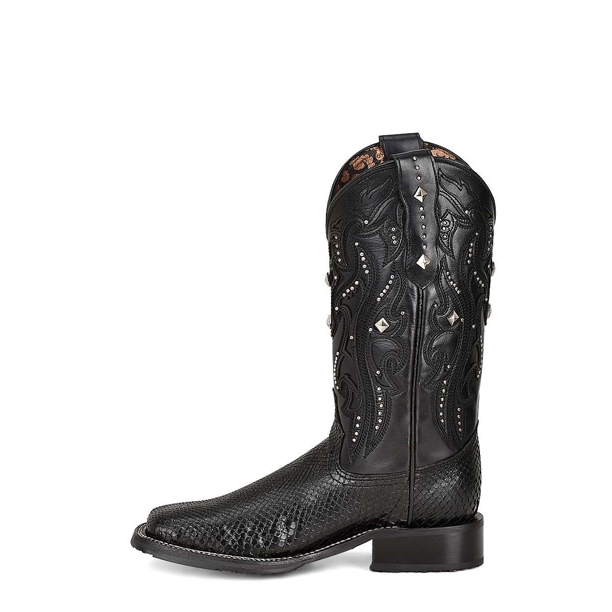 4M04PM - Cuadra black western fashion phyton leather rodeo boot for woman