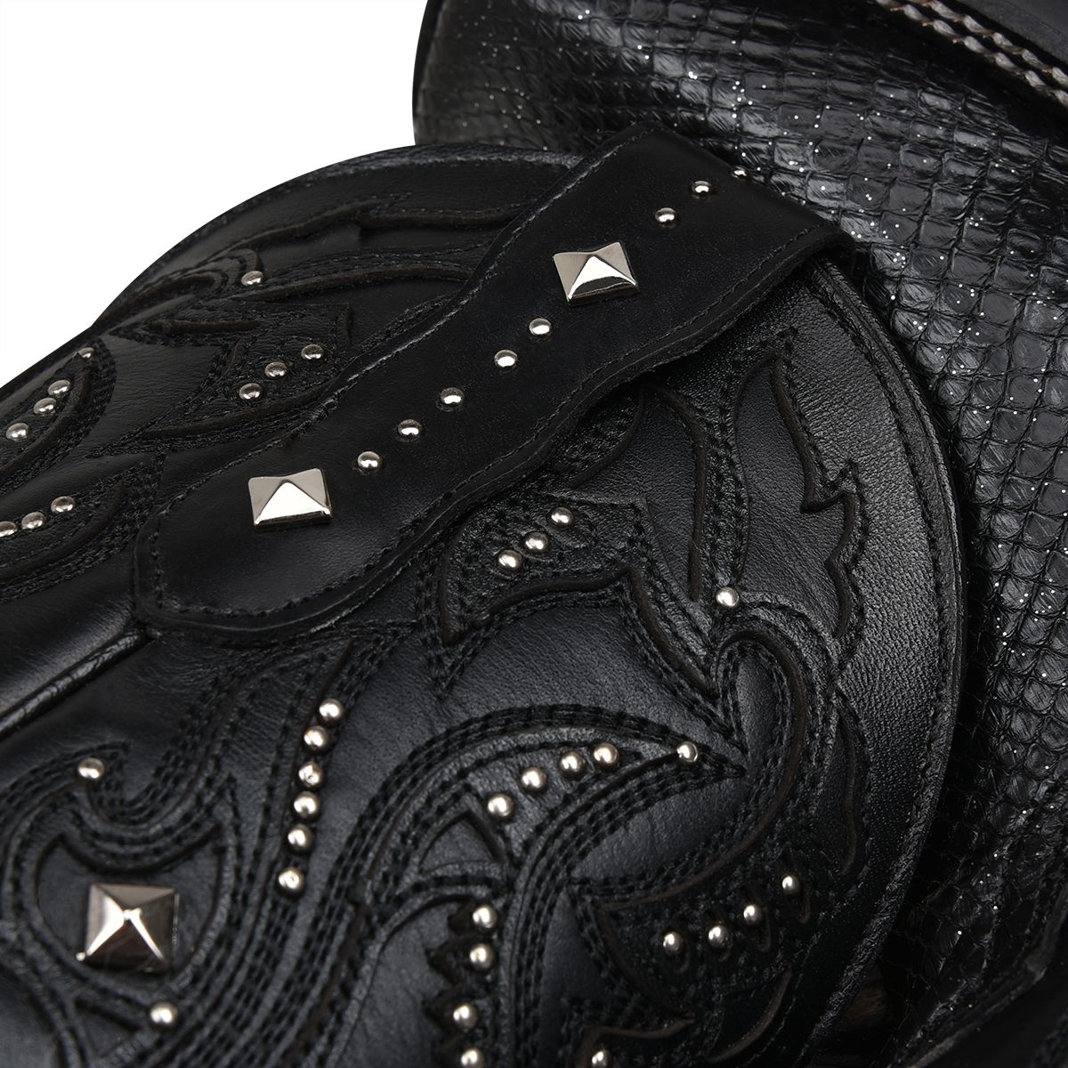 4M04PM - Cuadra black western fashion phyton leather rodeo boot for woman