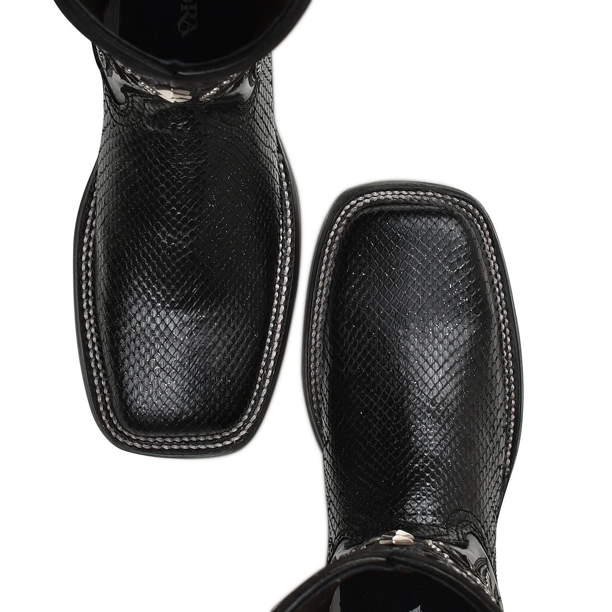 4M04PM - Cuadra black western phyton leather boot for woman